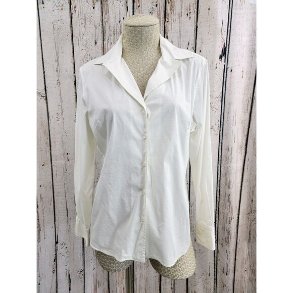 Chiara Laverda White Classic Button Down Blouse Shirt Top Women's Size 44 EUC - Picture 1 of 9